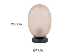 LED Tischleuchte mit ovalem Glasschirm Bernsteinfarbig, Höhe 28cm