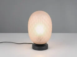 LED Tischleuchte mit ovalem Glasschirm Bernsteinfarbig, Höhe 28cm