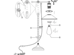 LED Tischleuchte mit schwenkbarem Metallschirm Schwarz, Höhe 45,5cm