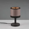LED Tischleuchte mit Stoffschirm in Taupe/Gold, Touchfunktion, Höhe 22,5cm