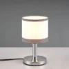 LED Tischleuchte mit Stoffschirm in Weiß/Grau, Touchfunktion Höhe 22,5cm
