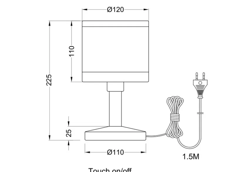 LED Tischleuchte mit Stoffschirm in Weiß/Grau, Touchfunktion Höhe 22,5cm