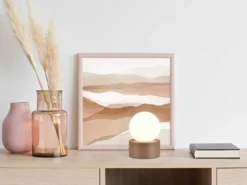 LED Tischleuchte mit Touch-Funktion, Glasschirm Weiß, Coffee, Höhe 17cm