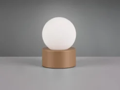 LED Tischleuchte mit Touch-Funktion, Glasschirm Weiß, Coffee, Höhe 17cm