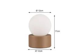 LED Tischleuchte mit Touch-Funktion, Glasschirm Weiß, Coffee, Höhe 17cm