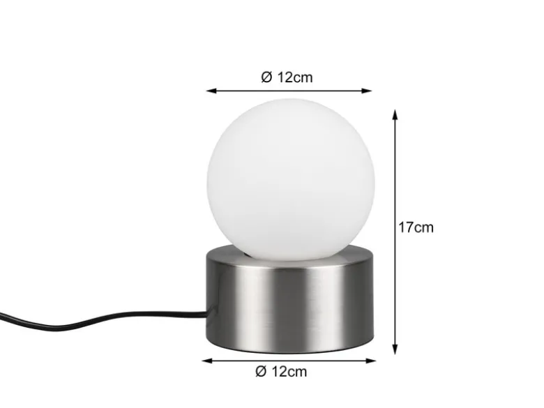 LED Tischleuchte mit Touch-Funktion, Glasschirm Weiß Silber, Höhe 17cm