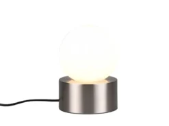 LED Tischleuchte mit Touch-Funktion, Glasschirm Weiß Silber, Höhe 17cm