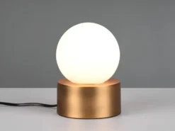 LED Tischleuchte mit Touch-Funktion & Glaskugel Weiß, Altmessing Höhe 17cm