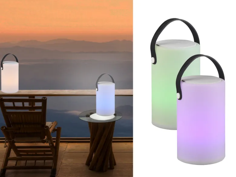 LED Tischleuchten 2er SET dimmbar mit Farbwechsler, Bluetooth Lautsprecher USB