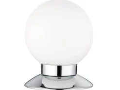 LED Tischleuchte PRINCESS Chrom Glasschirm Weiß, Touchdimmer, Höhe 13cm