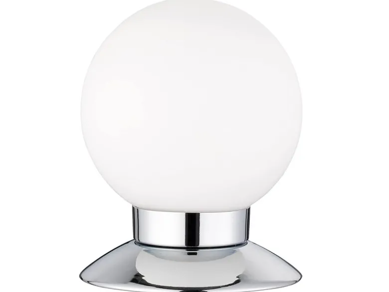 LED Tischleuchte PRINCESS Chrom Glasschirm Weiß, Touchdimmer, Höhe 13cm