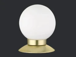 LED Tischleuchte PRINCESS Messing Glasschirm Weiß, Touchdimmer, Höhe 13cm