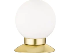 LED Tischleuchte PRINCESS Messing Glasschirm Weiß, Touchdimmer, Höhe 13cm
