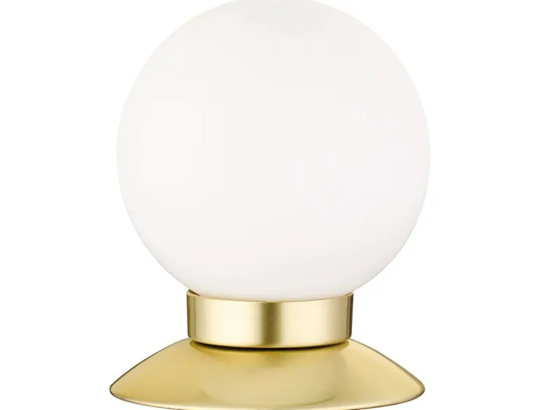 LED Tischleuchte PRINCESS Messing Glasschirm Weiß, Touchdimmer, Höhe 13cm