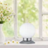 LED Tischleuchte PRINCESS Silber Glasschirm Weiß, Touchdimmer, Höhe 13cm