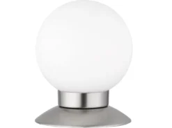 LED Tischleuchte PRINCESS Silber Glasschirm Weiß, Touchdimmer, Höhe 13cm
