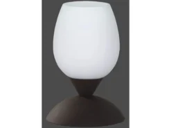LED Tischleuchte, Rost Optik Glasschirm Weiß Touch dimmbar, Höhe 18cm