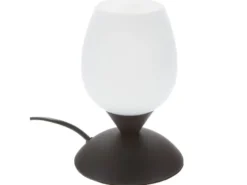 LED Tischleuchte, Rost Optik Glasschirm Weiß Touch dimmbar, Höhe 18cm