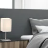 LED Tischleuchte Silber Chrom mit Plissee Stoffschirm Weiß, Höhe 26cm