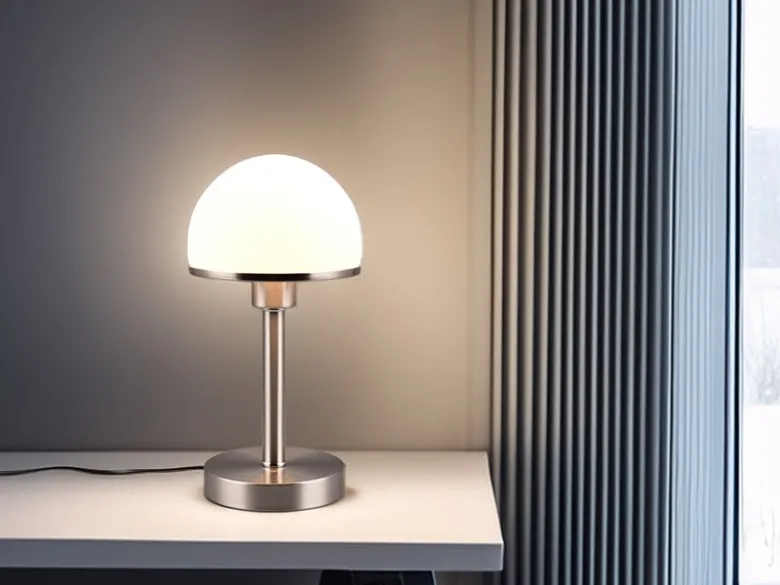 LED Tischleuchte Silber Glasschirm Weiß - Touch dimmbar, Höhe 39cm