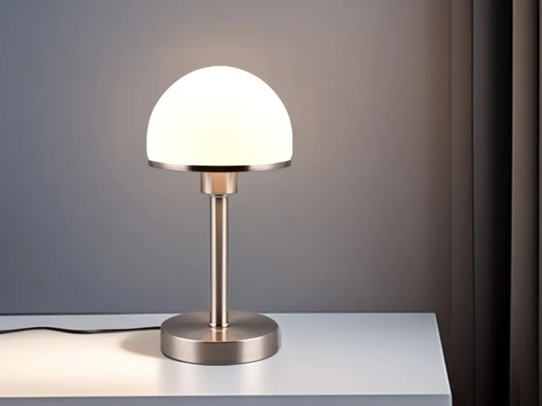 LED Tischleuchte Silber Glasschirm Weiß - Touch dimmbar, Höhe 39cm