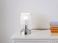 LED Tischleuchte Silber matt ON/OFF über Touch Sensor, Höhe 17cm