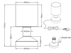 LED Tischleuchte Silber matt ON/OFF über Touch Sensor, Höhe 17cm
