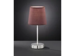 LED Tischleuchte Silber mit Stoffschirm Ø14cm in Hellbraun, Höhe 32cm