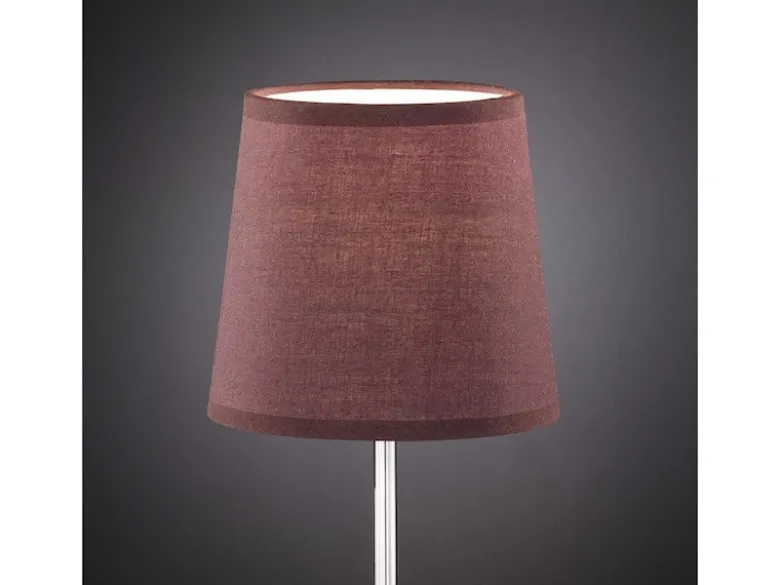 LED Tischleuchte Silber mit Stoffschirm Ø14cm in Hellbraun, Höhe 32cm