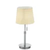 LED Tischleuchte Silber mit Stoffschirm Weiß, Höhe 45-56cm verstellbar