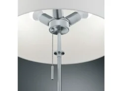 LED Tischleuchte Silber mit Stoffschirm Weiß, Höhe 45-56cm verstellbar
