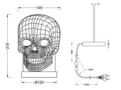 LED Tischleuchte SKULL 3D Totenkopf Lichtfarbe einstellbar, Höhe 21cm