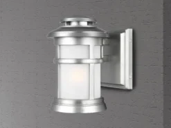 LED Ultra Wetter & Salzluft resistente Außen Laterne, Silber Höhe 23cm
