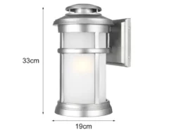 LED Ultra Wetter & Salzluft resistente Außen Laterne, Silber Höhe 33cm