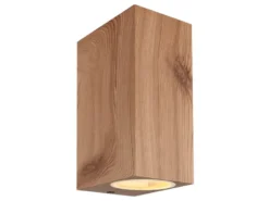 LED Up and Down Außenwandleuchte aus Aluminium in Holzoptik, Höhe 15cm