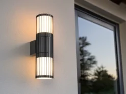 LED Up and Down Außenwandleuchte aus Aluminium Anthrazit, Höhe 30cm