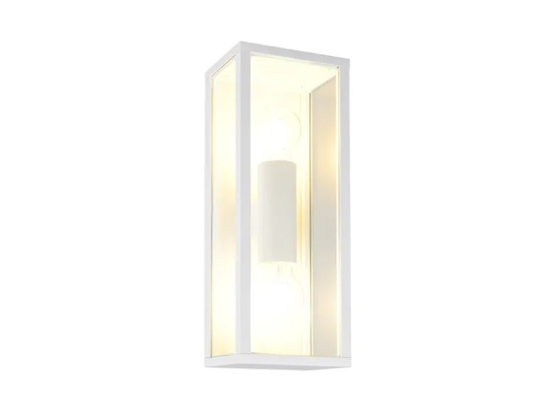 LED Up & Down Außenwandleuchte in Weiß mit Glas, Höhe 38cm