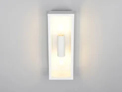 LED Up & Down Außenwandleuchte in Weiß mit Glas, Höhe 38cm