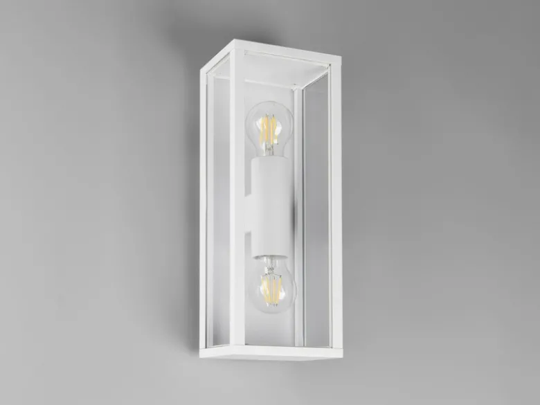 LED Up & Down Außenwandleuchte in Weiß mit Glas, Höhe 38cm