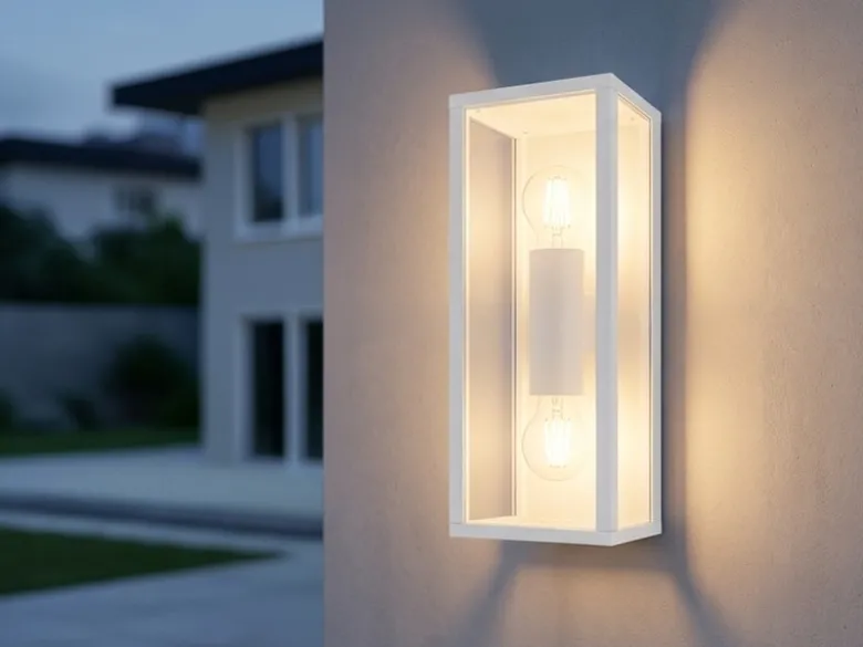 LED Up & Down Außenwandleuchte in Weiß mit Glas, Höhe 38cm