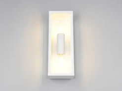 LED Up & Down Außenwandleuchte in Weiß mit Glas, Höhe 38cm