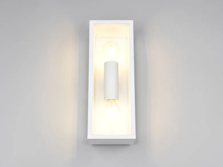 LED Up & Down Außenwandleuchte in Weiß mit Glas, Höhe 38cm
