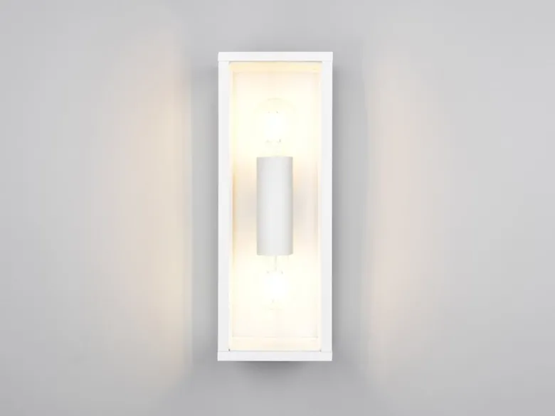 LED Up & Down Außenwandleuchte in Weiß mit Glas, Höhe 38cm