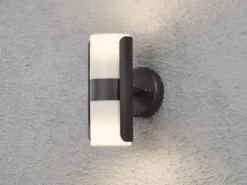 LED Up-Down Außenwandleuchte mit weißem Opalglas, Korpus Schwarz