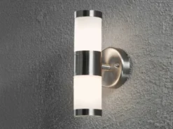LED Up-Down Edelstahl Außenwandleuchte mit Glas weiß, Höhe 23cm