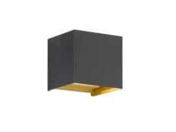 LED Updown Wandleuchte THORE Schwarz Gold für Innen & Außen, Quadrat 10cm