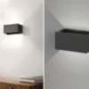 LED Updown Wandleuchte WALLO Schwarz für Innen & Außen, Breite 20cm