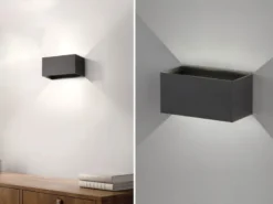 LED Updown Wandleuchte WALLO Schwarz für Innen & Außen, Breite 20cm