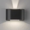 LED Updown Wandleuchte WALL Schwarz für Innen & Außen - 18cm breit