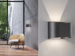 LED Updown Wandleuchte WALL Schwarz für Innen & Außen - 18cm breit